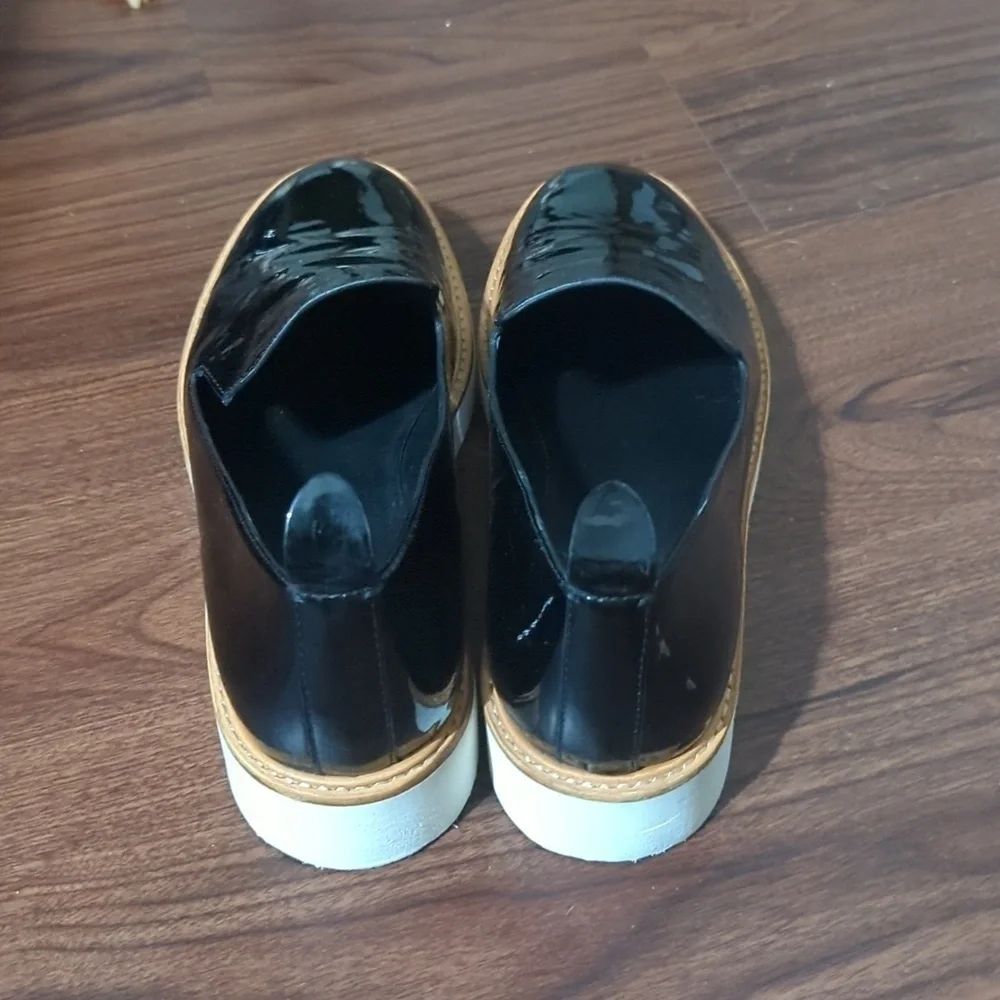 Vince Patent Leather Platform Slip On Sneakers